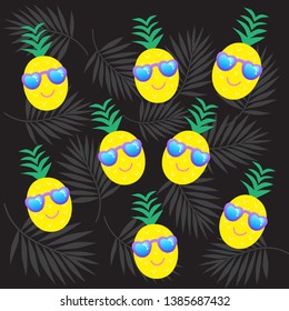 Summer cartoon pineapple vector illustration