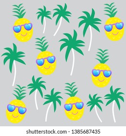 Summer cartoon pineapple vector illustration