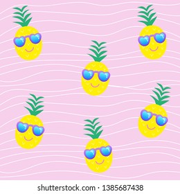 Summer cartoon pineapple vector illustration