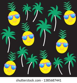 Summer cartoon pineapple vector illustration