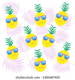 Summer cartoon pineapple vector illustration