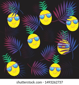 Summer cartoon pineapple vector illustration