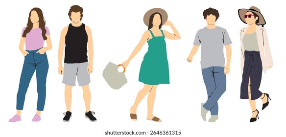 summer casual attire collection vector
