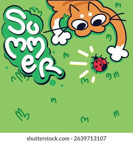 SUMMER CAT, SUMMER, CAT PLAYING, summer cats, orange cat