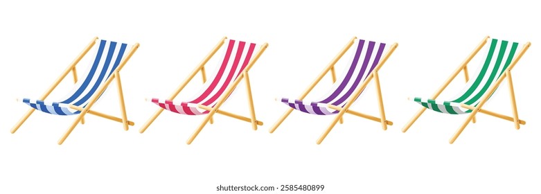 Summer chair element set. Summer chairs element isolated for beach armchair furniture. Vector illustration summer chair collection. 

