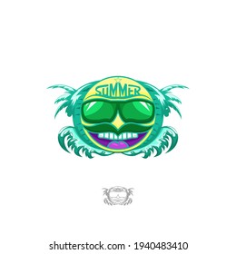 Summer with character sun and beach concept design vector