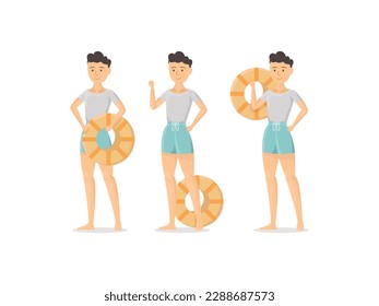 carácter de verano vector playa caricatura de elementos del mar tropical cuerpo de viaje oficina administrador de cuerpo cara arte