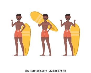 summer character vector beach cartoon tropical sea element body travel office manager body face art