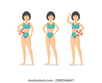 summer character vector beach cartoon tropical sea element body travel office manager body face art