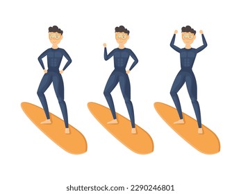 summer character vector beach cartoon tropical sea element body travel office manager body face art