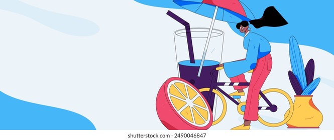 Summer characters daily life scene illustration