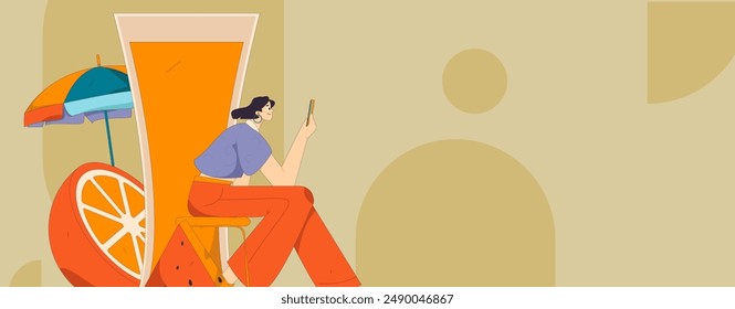 Summer characters daily life scene illustration