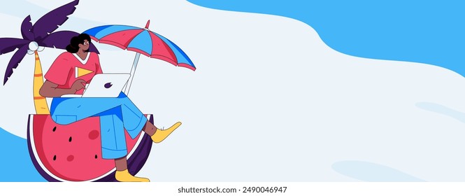 Summer characters daily life scene illustration