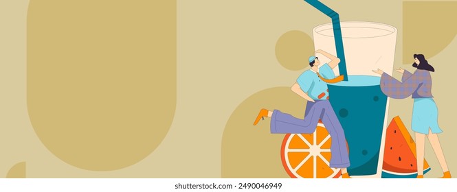 Summer characters daily life scene illustration