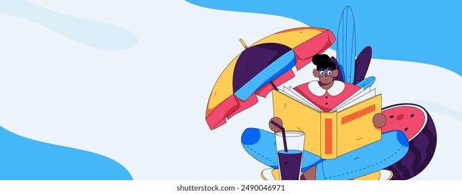 Summer characters daily life scene illustration