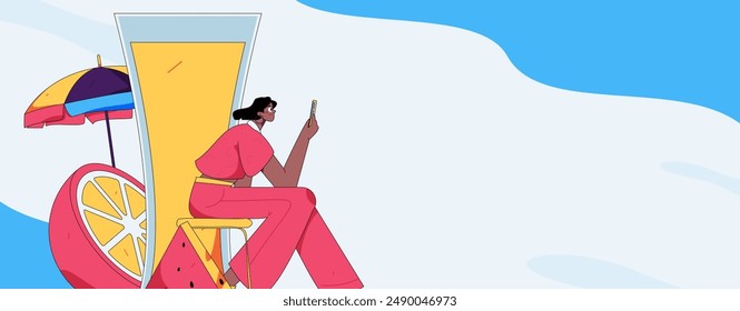 Summer characters daily life scene illustration