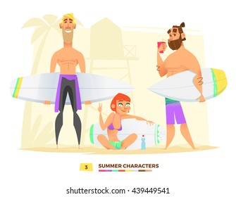 Summer characters. Surfing style