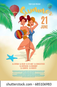 Summer characters. Surfing style. Vector illustration