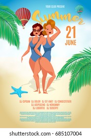 Summer characters. Surfing style. Vector illustration