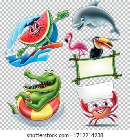 summer characters vector illustration set
