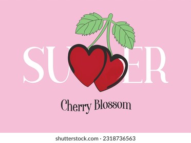 mano vectorial de verano de cerezo p'nk