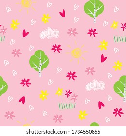 Summer childish seamless pattern . Cute print for kids apparel, textile, wrapping, wallpaper, wrapping paper