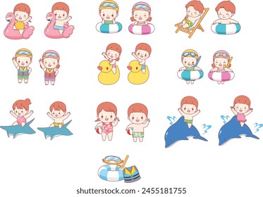 summer, children, vacation, summer vacation, cute, character, water play, sea