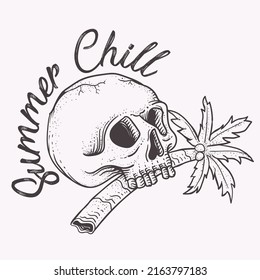 summer chill with skull and palm icon