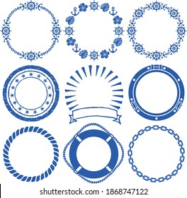 summer circle frames. marine illustrations.