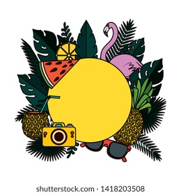 summer circular frame with camera and flemish