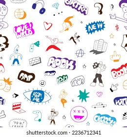 Sommerstadtleben nahtloser Vektorhintergrund, Doodles-Muster