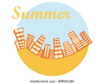 Summer cityscape. Summer city. Vector illustration.