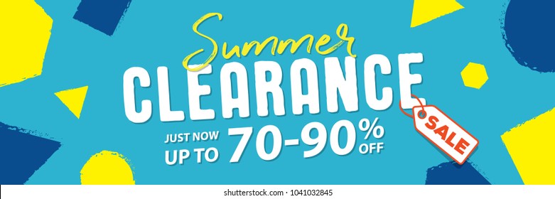 Summer clearance 70 to 90 percent off Banner vector heading design fun style for banner or poster. Sale and Discounts Concept.