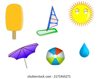 Conjunto de colección vectorial de imágenes clip de verano
