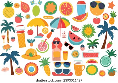 summer clipart bundle set seasonal summer fun beach vacation icon vector