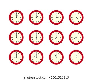 Summer clock icon design with apple. Collection of fruit icons of time.