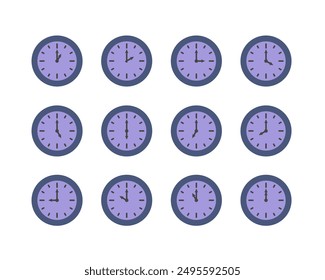 Diseño de icono de reloj de verano con uvas. Colección de iconos frutales del tiempo.