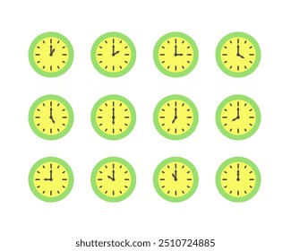 Summer clock icon design with lemon. Collection of fruit icons of time.