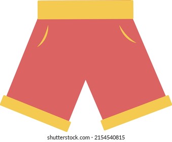 Summer Clothes. Beach shorts. Vector thing for vacation and life. Casual style. Red simple illustration.