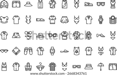 Summer clothing icons High-Quality Vector Icons Collection with Editable Stroke. Ideal for Professional and Creative Projects