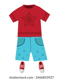 Summer Clothing. Clothing and items for summer season. Seasons vector illustration set