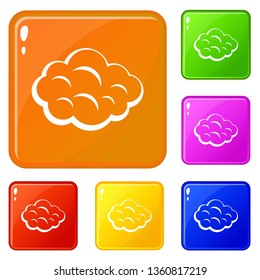Summer cloud icons set collection vector 6 color isolated on white background
