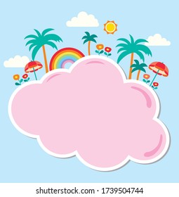 Summer cloud message board design. Editable vector