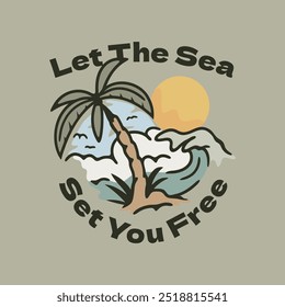 Summer Coast and Ocean Quotes Emblemas para Marcas e camisetas gráficas