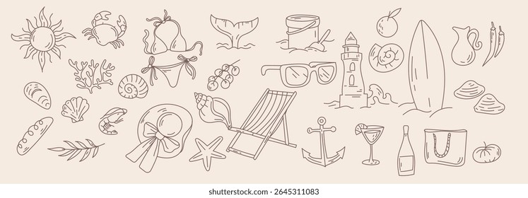 	
Summer coastal hand drawn vector illustration	
