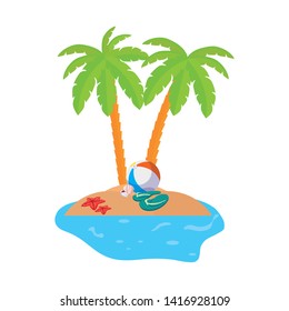 summer coastline scene with palms and balloon toy