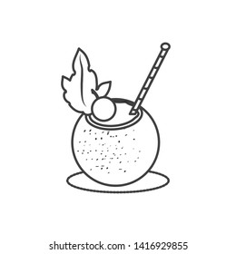 summer cocktail of coconut with straw