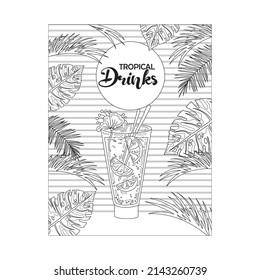 Summer Cocktail Coloring Pages Kids Stock Vector (Royalty Free