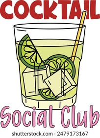 Summer Cocktail Design, Summer Cocktail T-shirt Design, Summer Cocktail Design Template