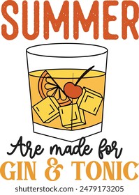 Summer Cocktail Design, Summer Cocktail T-shirt Design, Summer Cocktail Design Template